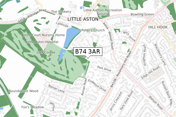 B74 3AR map - small scale - OS Open Zoomstack (Ordnance Survey)