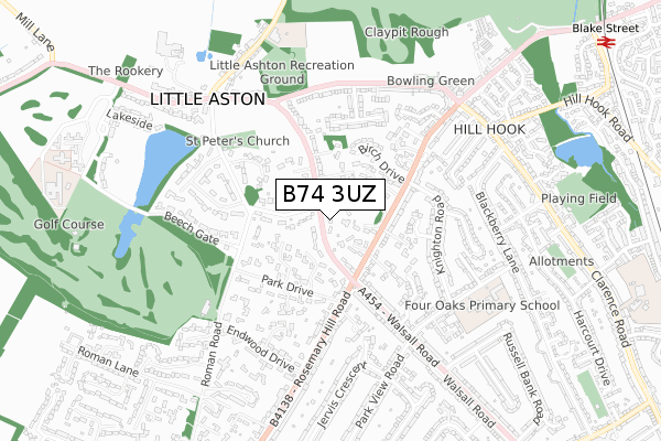 B74 3UZ map - small scale - OS Open Zoomstack (Ordnance Survey)