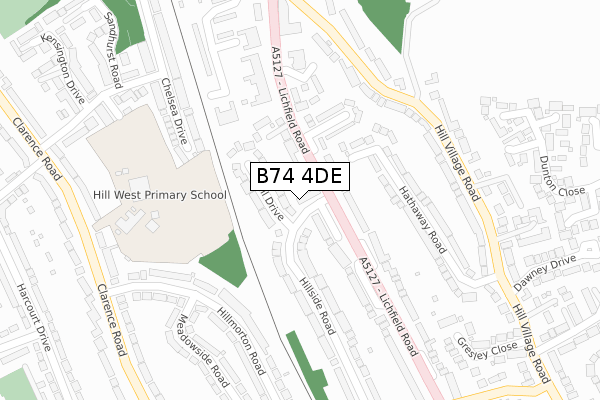 B74 4DE map - large scale - OS Open Zoomstack (Ordnance Survey)