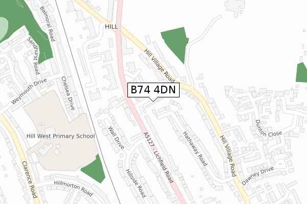 B74 4DN map - large scale - OS Open Zoomstack (Ordnance Survey)