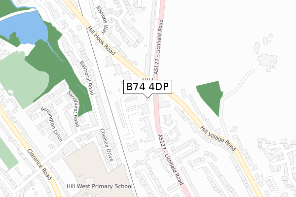 B74 4DP map - large scale - OS Open Zoomstack (Ordnance Survey)