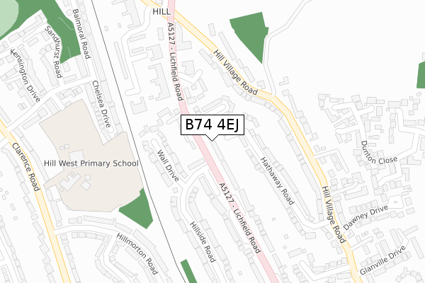 B74 4EJ map - large scale - OS Open Zoomstack (Ordnance Survey)