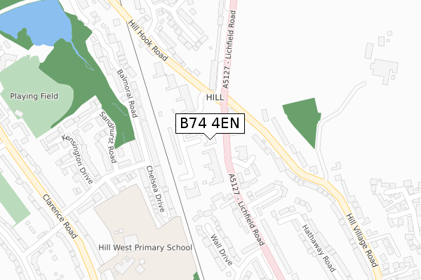 B74 4EN map - large scale - OS Open Zoomstack (Ordnance Survey)