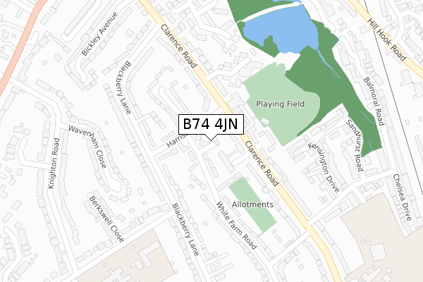 B74 4JN map - large scale - OS Open Zoomstack (Ordnance Survey) B74 4JN map - large scale - OS Open Zoomstack (Ordnance Survey)