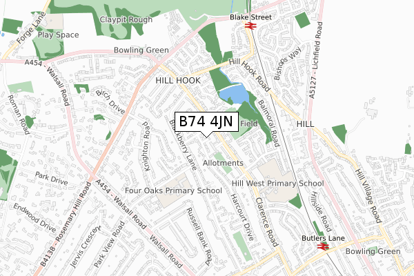 B74 4JN map - small scale - OS Open Zoomstack (Ordnance Survey) B74 4JN map - small scale - OS Open Zoomstack (Ordnance Survey)