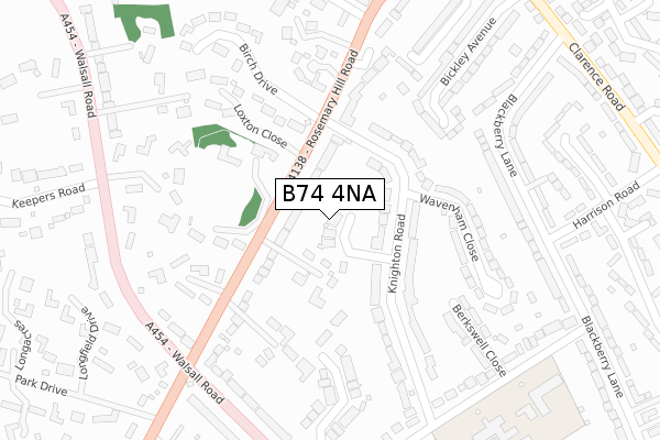 B74 4NA map - large scale - OS Open Zoomstack (Ordnance Survey)