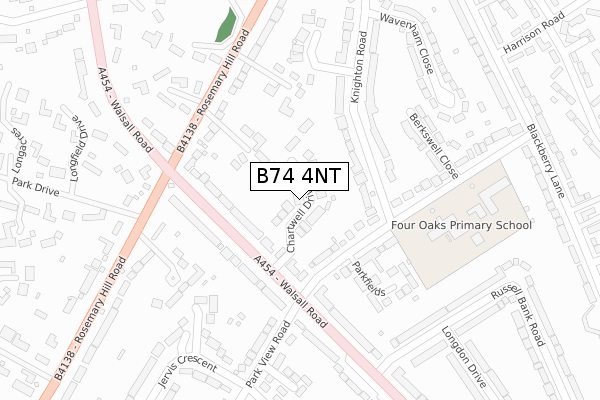 B74 4NT map - large scale - OS Open Zoomstack (Ordnance Survey)