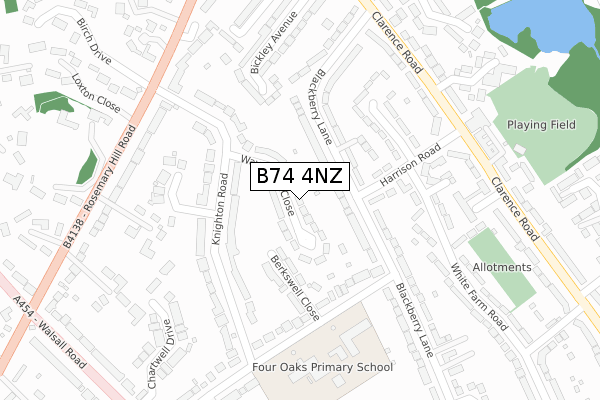 B74 4NZ map - large scale - OS Open Zoomstack (Ordnance Survey)