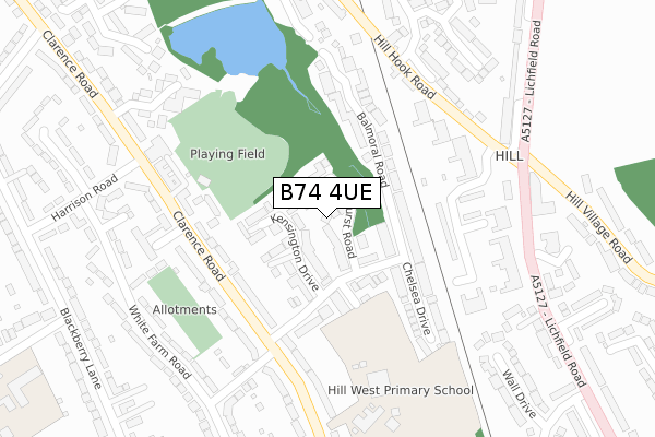 B74 4UE map - large scale - OS Open Zoomstack (Ordnance Survey)