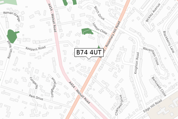 B74 4UT map - large scale - OS Open Zoomstack (Ordnance Survey)