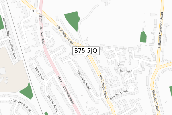 B75 5JQ map - large scale - OS Open Zoomstack (Ordnance Survey)