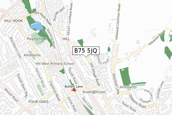 B75 5JQ map - small scale - OS Open Zoomstack (Ordnance Survey)