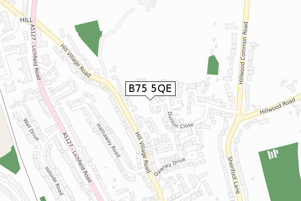 B75 5QE map - large scale - OS Open Zoomstack (Ordnance Survey)