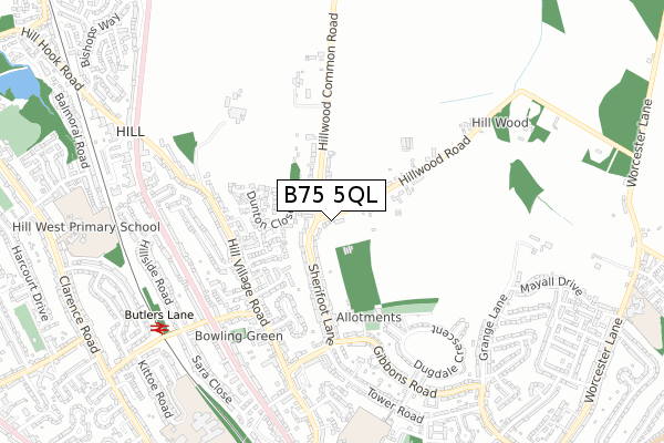 B75 5QL map - small scale - OS Open Zoomstack (Ordnance Survey)