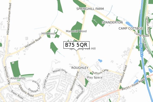 B75 5QR map - small scale - OS Open Zoomstack (Ordnance Survey)