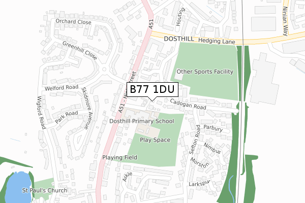 B77 1DU map - large scale - OS Open Zoomstack (Ordnance Survey) B77 1DU map - large scale - OS Open Zoomstack (Ordnance Survey)