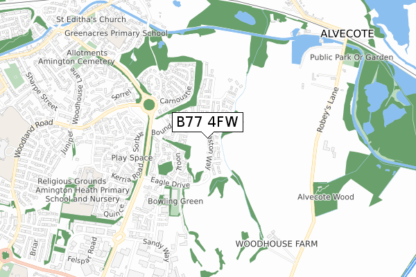 B77 4FW map - small scale - OS Open Zoomstack (Ordnance Survey)