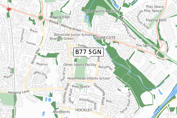 B77 5GN map - small scale - OS Open Zoomstack (Ordnance Survey) B77 5GN map - small scale - OS Open Zoomstack (Ordnance Survey)