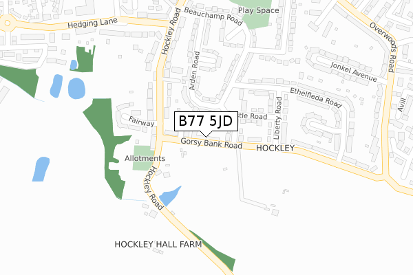 B77 5JD map - large scale - OS Open Zoomstack (Ordnance Survey)