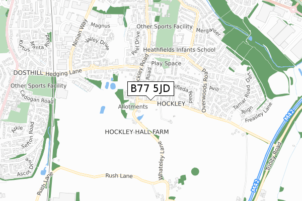 B77 5JD map - small scale - OS Open Zoomstack (Ordnance Survey)