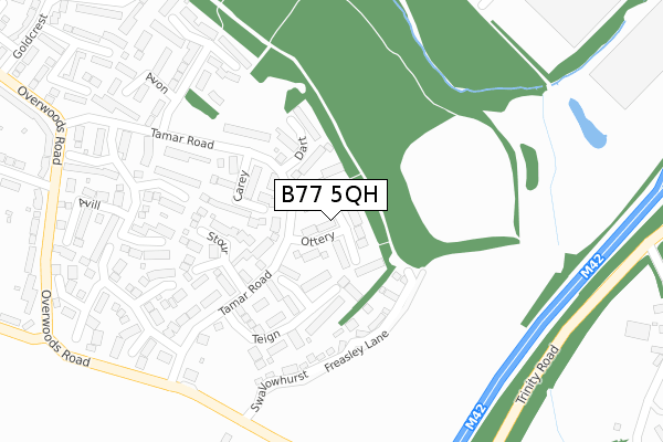 B77 5QH map - large scale - OS Open Zoomstack (Ordnance Survey)