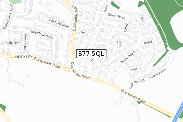 B77 5QL map - large scale - OS Open Zoomstack (Ordnance Survey)