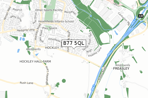 B77 5QL map - small scale - OS Open Zoomstack (Ordnance Survey)