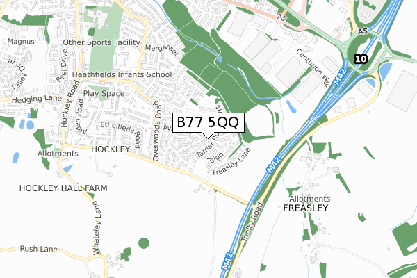 B77 5QQ map - small scale - OS Open Zoomstack (Ordnance Survey)