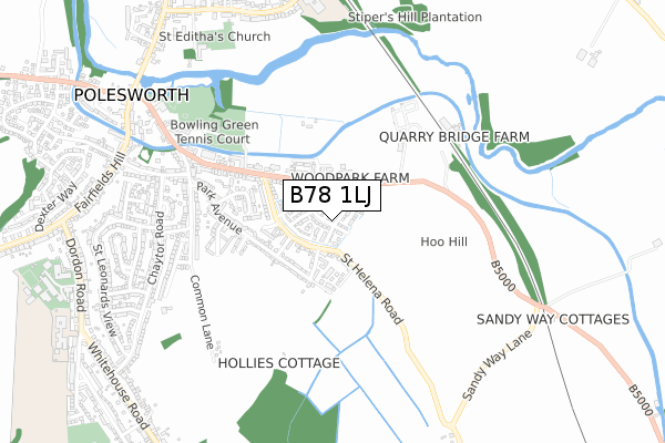 B78 1LJ map - small scale - OS Open Zoomstack (Ordnance Survey)