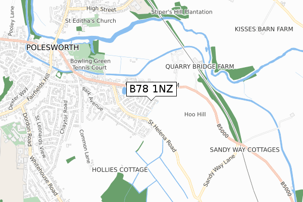 B78 1NZ map - small scale - OS Open Zoomstack (Ordnance Survey)