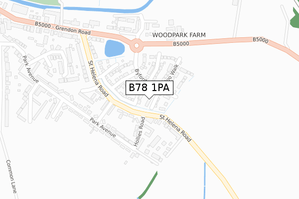 B78 1PA map - large scale - OS Open Zoomstack (Ordnance Survey)