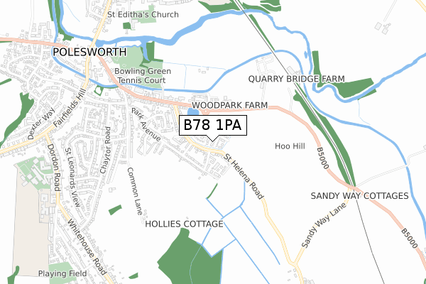 B78 1PA map - small scale - OS Open Zoomstack (Ordnance Survey)