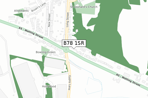 B78 1SR map - large scale - OS Open Zoomstack (Ordnance Survey)