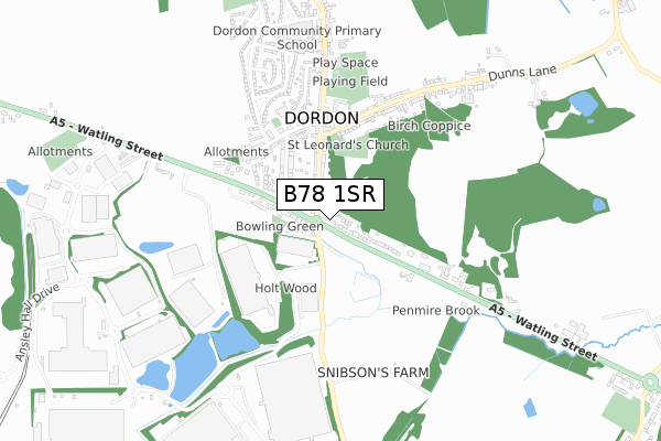 B78 1SR map - small scale - OS Open Zoomstack (Ordnance Survey)