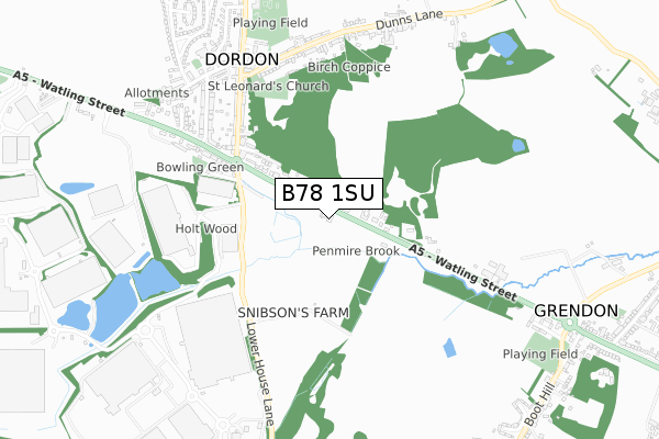 B78 1SU map - small scale - OS Open Zoomstack (Ordnance Survey)