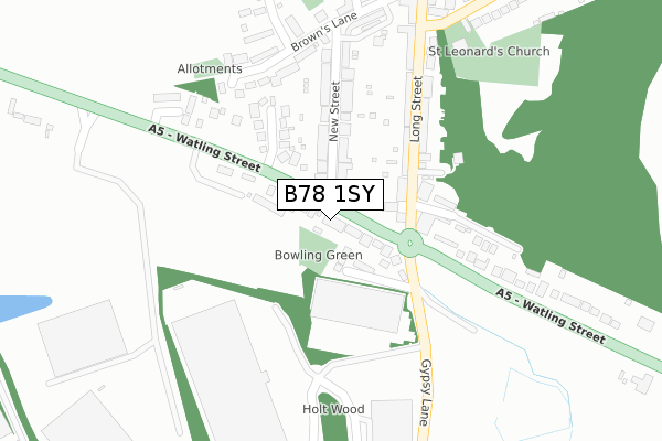 B78 1SY map - large scale - OS Open Zoomstack (Ordnance Survey)