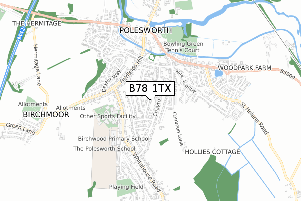 B78 1TX map - small scale - OS Open Zoomstack (Ordnance Survey)