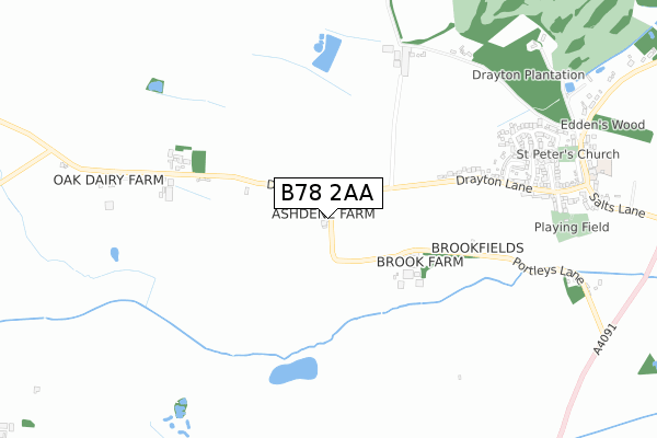 B78 2AA map - small scale - OS Open Zoomstack (Ordnance Survey)