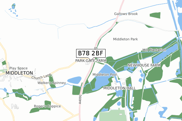 B78 2BF map - small scale - OS Open Zoomstack (Ordnance Survey)