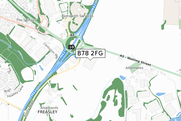 B78 2FG map - small scale - OS Open Zoomstack (Ordnance Survey)