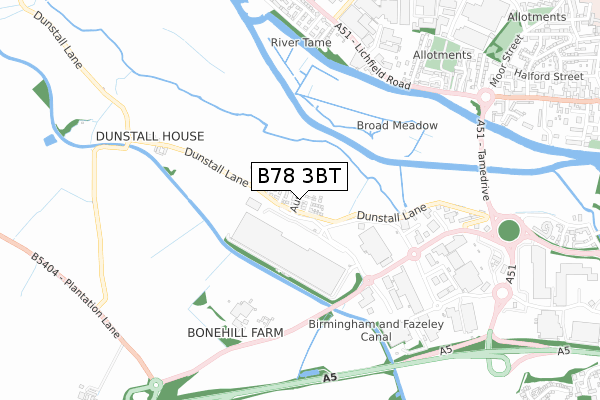 B78 3BT map - small scale - OS Open Zoomstack (Ordnance Survey)