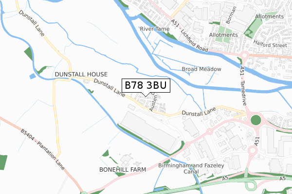 B78 3BU map - small scale - OS Open Zoomstack (Ordnance Survey)