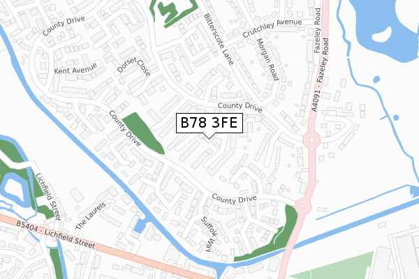 B78 3FE map - large scale - OS Open Zoomstack (Ordnance Survey)