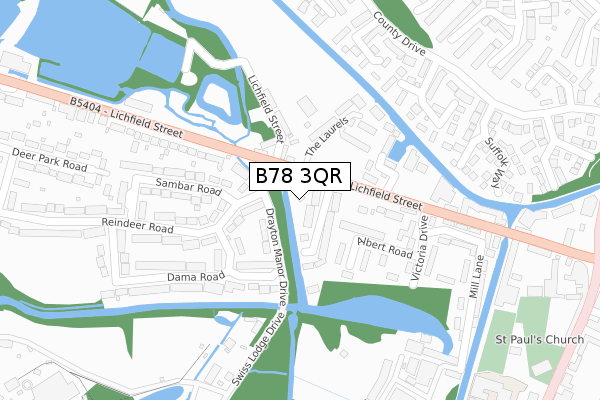 B78 3QR map - large scale - OS Open Zoomstack (Ordnance Survey)