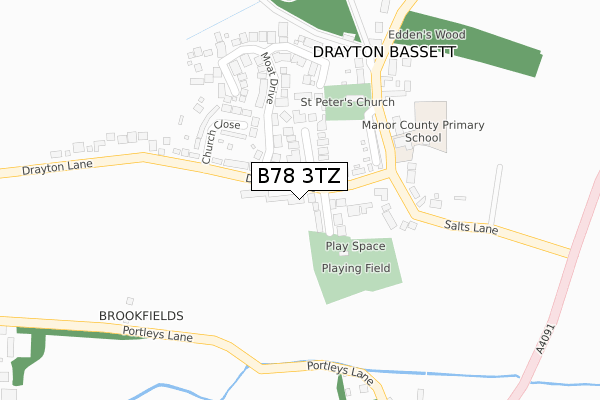 B78 3TZ map - large scale - OS Open Zoomstack (Ordnance Survey)