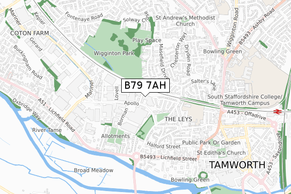 B79 7AH map - small scale - OS Open Zoomstack (Ordnance Survey)