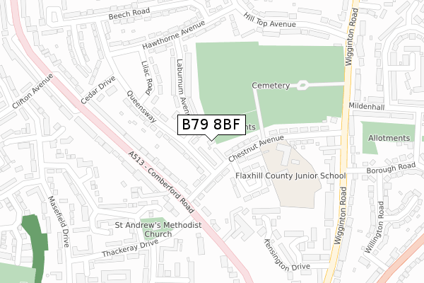 B79 8BF map - large scale - OS Open Zoomstack (Ordnance Survey) B79 8BF map - large scale - OS Open Zoomstack (Ordnance Survey)