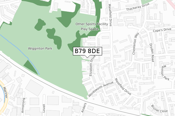 B79 8DE map - large scale - OS Open Zoomstack (Ordnance Survey)