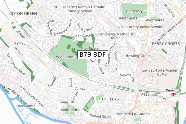 B79 8DF map - small scale - OS Open Zoomstack (Ordnance Survey)