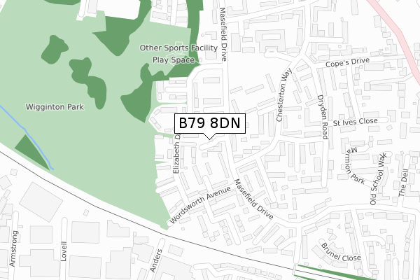 B79 8DN map - large scale - OS Open Zoomstack (Ordnance Survey)